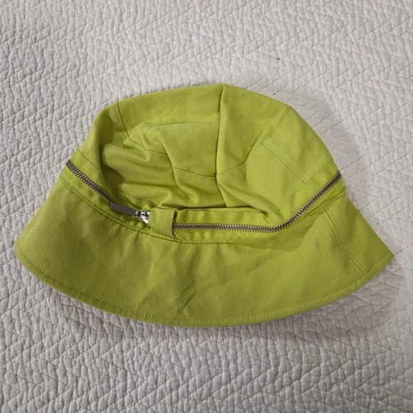 Banana Republic Other - Banana Republic Lime Green Zipper Detail Cotton Bucket Hat Size M/L Chartreuse